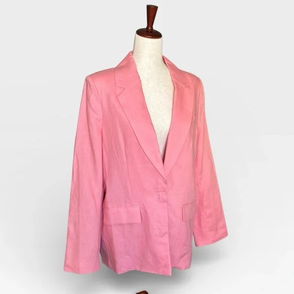 New Staud Blazer Maxwell Linen Blazer in Rosebud Size Medium - Picture 3 of 9
